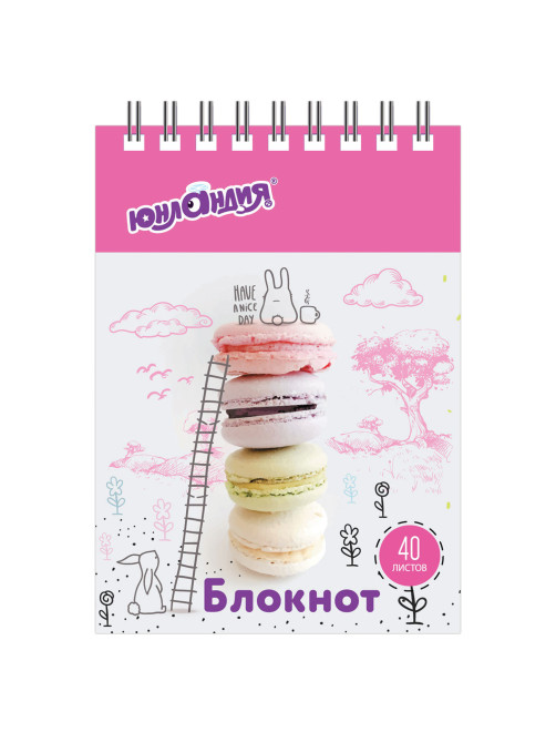 Блокнот МАЛЫЙ ФОРМАТ А7, 75х105 мм, 40 л., гребень, картон, клетка, ЮНЛАНДИЯ, 