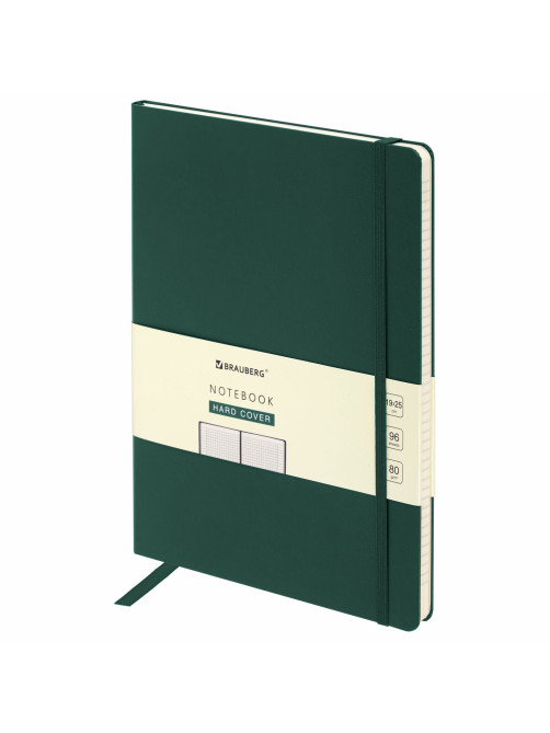 Блокнот БОЛЬШОЙ ФОРМАТ (180х250 мм) В5, BRAUBERG ULTRA, балакрон, 80 г/м2, 96 л., клетка, темно-зеленый, 113063