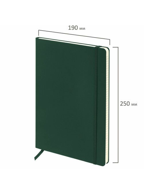 Блокнот БОЛЬШОЙ ФОРМАТ (180х250 мм) В5, BRAUBERG ULTRA, балакрон, 80 г/м2, 96 л., клетка, темно-зеленый, 113063