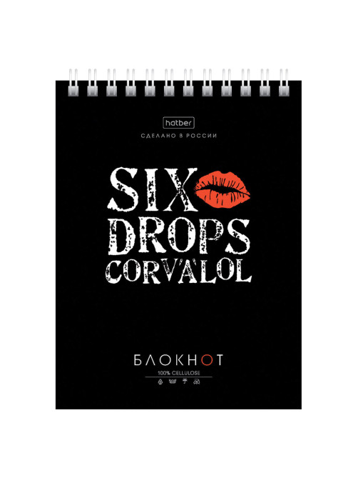 Блокнот МАЛЫЙ ФОРМАТ А6, 40 л., гребень, картон, клетка, HATBER, 