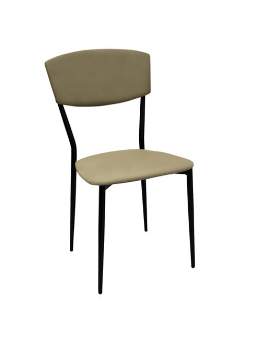 Стул для столовых, кафе, дома РС23, черный каркас, экокожа серо-бежевая