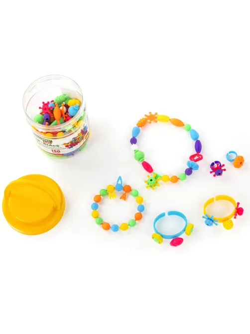 Конструктор POP-BEADS для творчества, игр и создания украшений, 150 бусин, основы для браслетов, колец, BRAUBERG KIDS, 664697