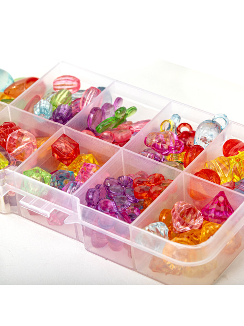 Набор для создания бижутерии и украшений BEADS SET, 200 элементов, 10 видов, прозрачные, BRAUBERG KIDS, 664694
