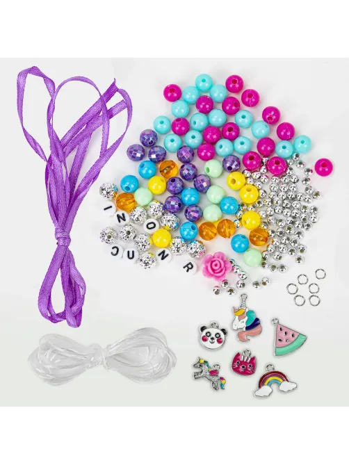 Набор для создания бижутерии и украшений BEADS SET ЕДИНОРОГИ, 164 элемента, BRAUBERG KIDS, 664699