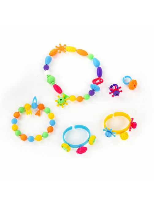 Конструктор POP-BEADS для творчества, игр и создания украшений, 150 бусин, основы для браслетов, колец, BRAUBERG KIDS, 664697