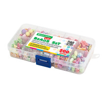 Набор для создания бижутерии и украшений BEADS SET, 200 элементов, 10 видов, пастель, BRAUBERG KIDS, 664693