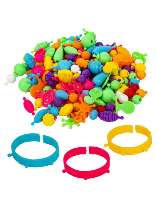 Конструктор POP-BEADS для творчества, игр и создания украшений, 150 бусин, основы для браслетов, колец, BRAUBERG KIDS, 664697