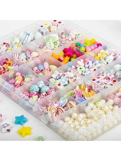 Набор для создания бижутерии и украшений BEADS SET, 450 элементов, 24 вида, BRAUBERG KIDS, 664695