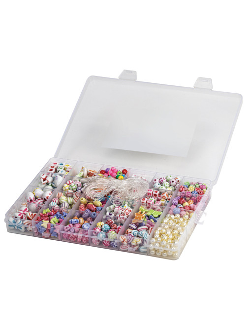 Набор для создания бижутерии и украшений BEADS SET, 450 элементов, 24 вида, BRAUBERG KIDS, 664695