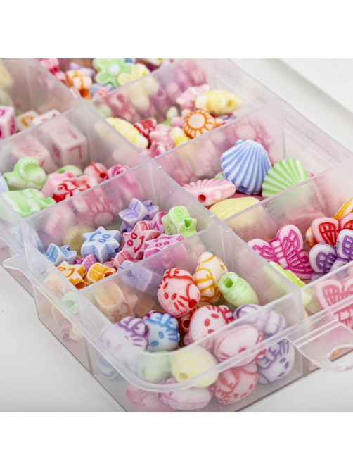 Набор для создания бижутерии и украшений BEADS SET, 200 элементов, 10 видов, пастель, BRAUBERG KIDS, 664693