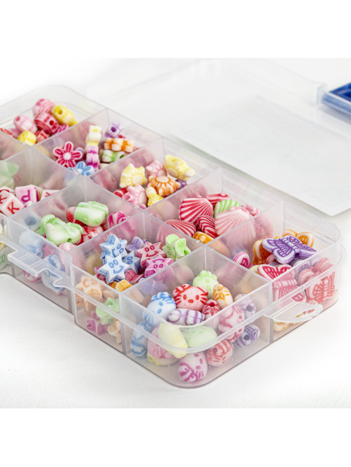 Набор для создания бижутерии и украшений BEADS SET, 200 элементов, 10 видов, пастель, BRAUBERG KIDS, 664693