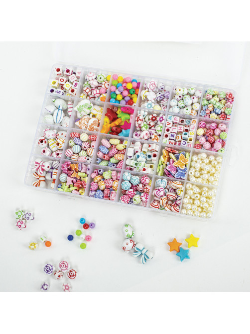 Набор для создания бижутерии и украшений BEADS SET, 450 элементов, 24 вида, BRAUBERG KIDS, 664695