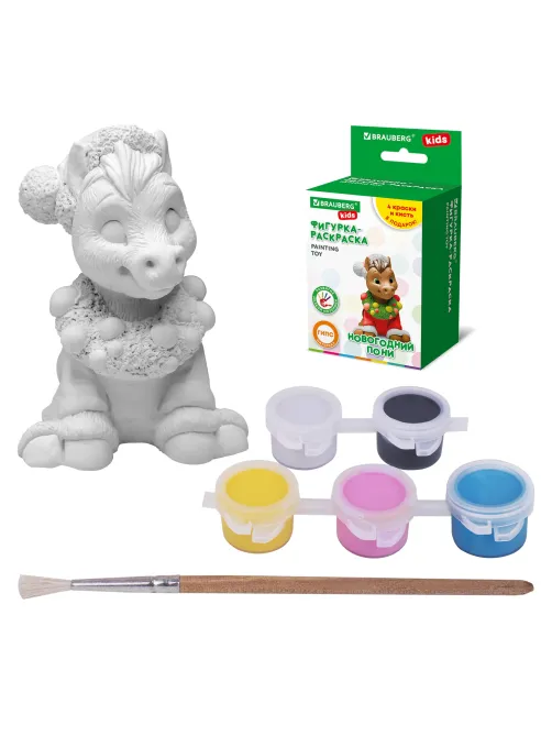 ФИГУРКА ИЗ ГИПСА с красками и кистью для росписи, ассорти, BRAUBERG KIDS, 665203