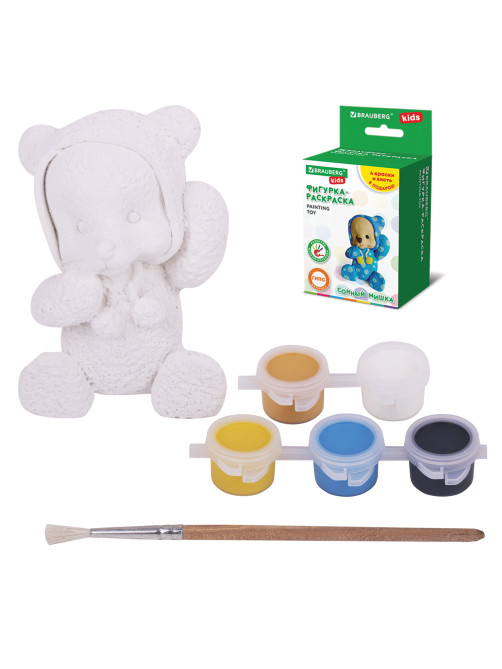 ФИГУРКА ИЗ ГИПСА с красками и кистью для росписи, ассорти, BRAUBERG KIDS, 665203