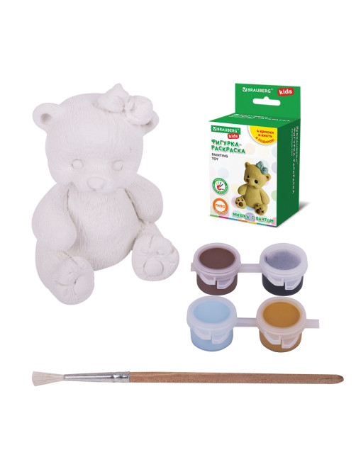 ФИГУРКА ИЗ ГИПСА с красками и кистью для росписи, ассорти, BRAUBERG KIDS, 665203