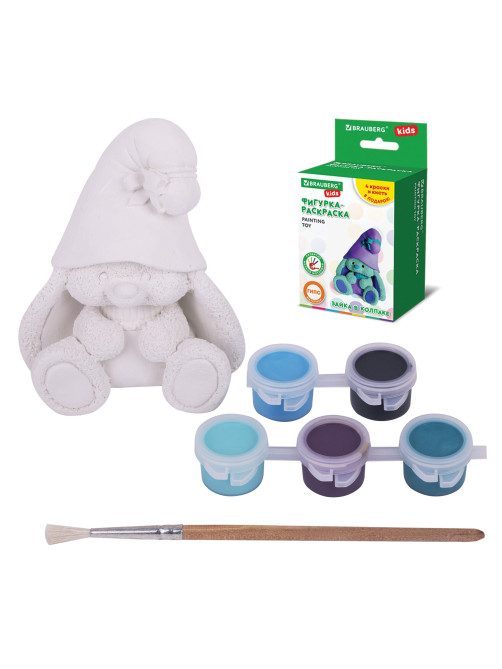 ФИГУРКА ИЗ ГИПСА с красками и кистью для росписи, ассорти, BRAUBERG KIDS, 665203