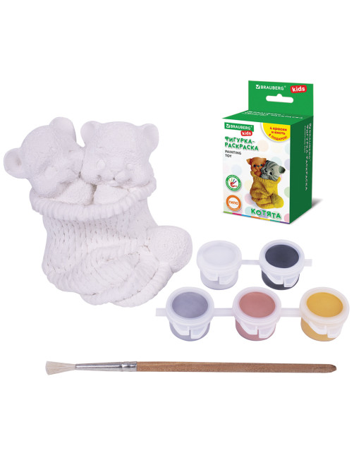 ФИГУРКА ИЗ ГИПСА с красками и кистью для росписи, ассорти, BRAUBERG KIDS, 665203
