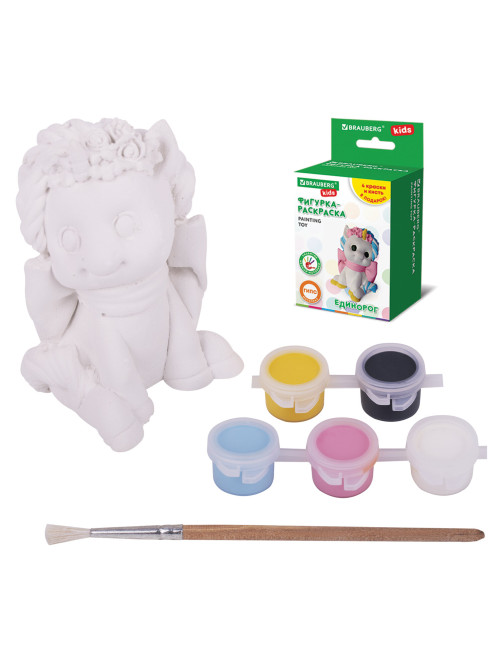 ФИГУРКА ИЗ ГИПСА с красками и кистью для росписи, ассорти, BRAUBERG KIDS, 665203