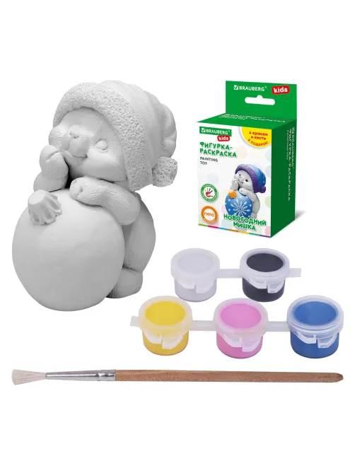 ФИГУРКА ИЗ ГИПСА с красками и кистью для росписи, ассорти, BRAUBERG KIDS, 665203