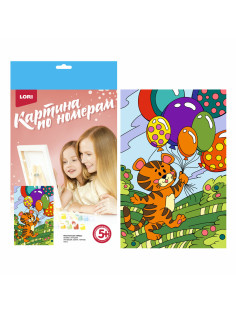 Картина по номерам для детей, АССОРТИ, основа картон, краски, кисть, палитра, LORI