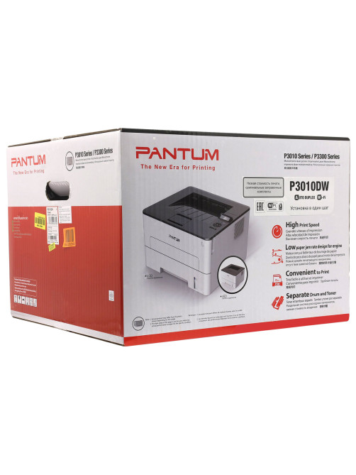 Принтер лазерный PANTUM P3010DW А4, 30 стр./мин., 60000 стр./мес., ДУПЛЕКС, Wi-Fi, сетевая карта, NFC
