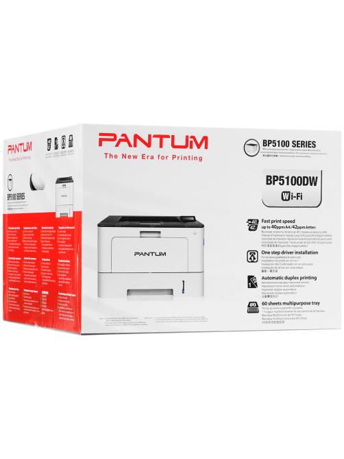 Принтер лазерный PANTUM BP5100DW А4, 40 стр./мин., 100000 стр./мес., ДУПЛЕКС, сетевая карта, Wi-Fi