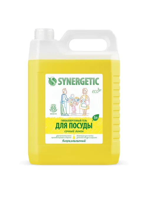 Гель для мытья посуды антибактериальный 5 л, SYNERGETIC 