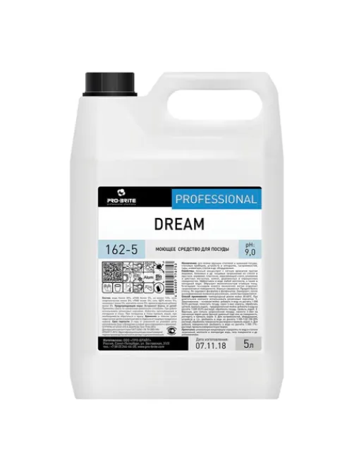 Средство для мытья посуды 5 л, PRO-BRITE DREAM, фруктовый аромат, нейтральное, концентрат, 162-5