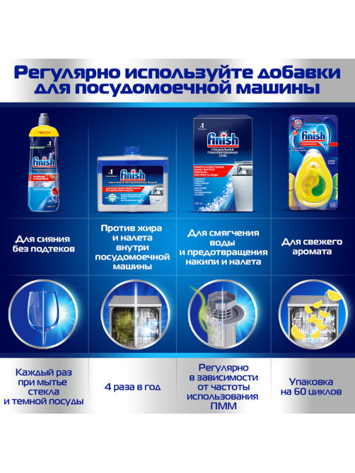 Очиститель для посудомоечных машин 250 мл FINISH, с ароматом лимона, 3077805