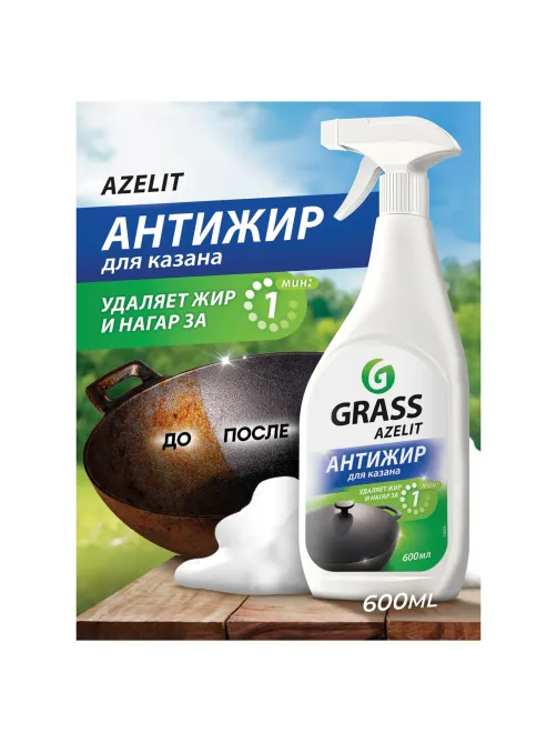 Средство для кухни, для чистки чугунных поверхностей, антижир, 600 мл, GRASS AZELIT, триггер, 125375