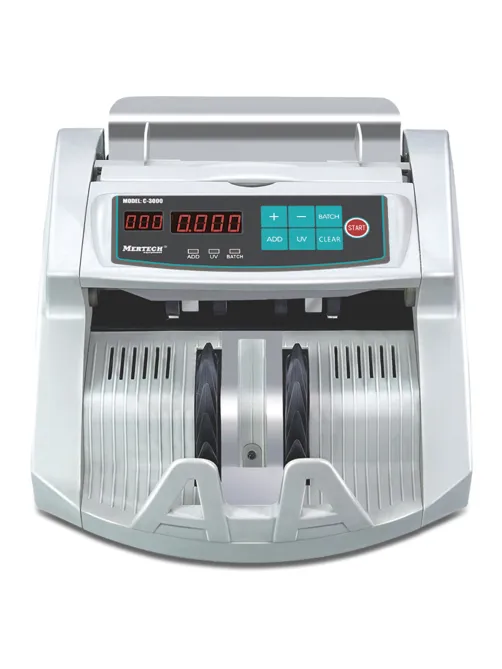 Счетчик банкнот MERTECH C-3000 WHITE, 1000 банкнот/мин, ИК, УФ детекция, фасовка, белый, 5517