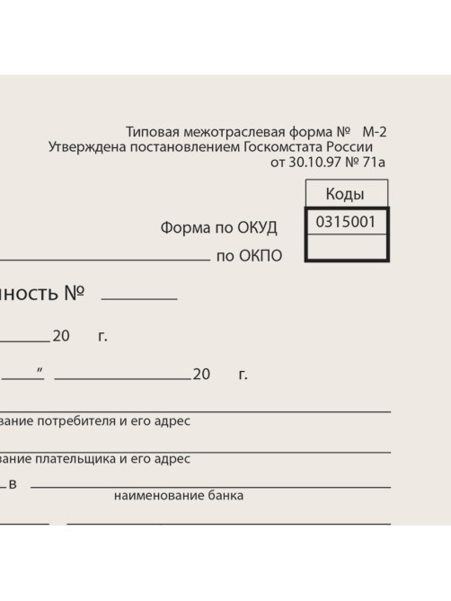 Бланк бухгалтерский типографский 
