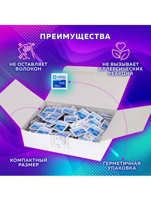 Спиртовые салфетки антисептические 60x100 мм КОМПЛЕКТ 400 шт., ГРАНИ, короб