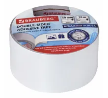 Клейкая двухсторонняя лента 50 мм х 10 м, БУМАЖНАЯ ОСНОВА, BRAUBERG, 229055