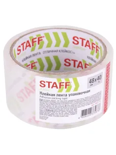 Клейкая лента упаковочная 48 мм x 40 м, прозрачная, толщина 40 микрон, STAFF CLASSIC, 440176