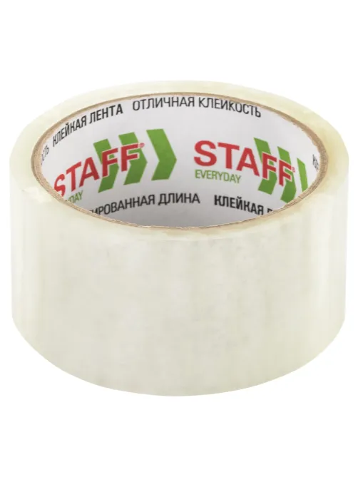 Клейкая лента упаковочная 48 мм x 40 м, прозрачная, толщина 40 микрон, STAFF, 440087