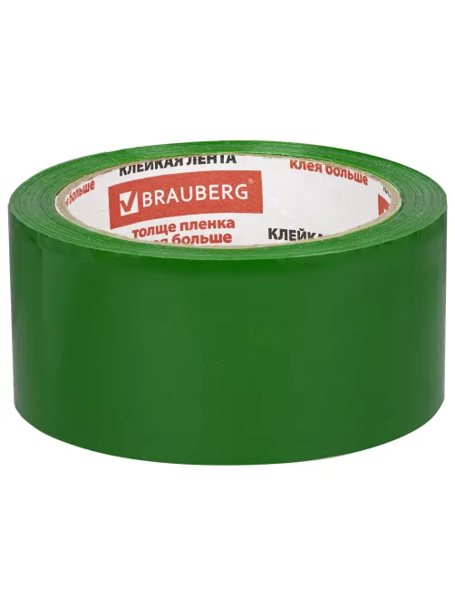 Клейкая лента упаковочная, 48 мм х 66 м, ЗЕЛЕНАЯ, толщина 45 микрон, BRAUBERG, 440073