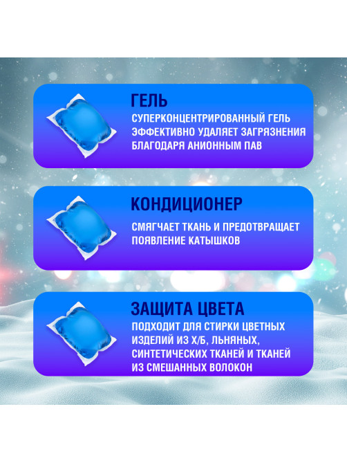 Капсулы для стирки концентрат 3 в 1, GIGA PACK с кондиционером 100 шт., АЛЬПИЙСКАЯ СВЕЖЕСТЬ, LAIMA, 608878