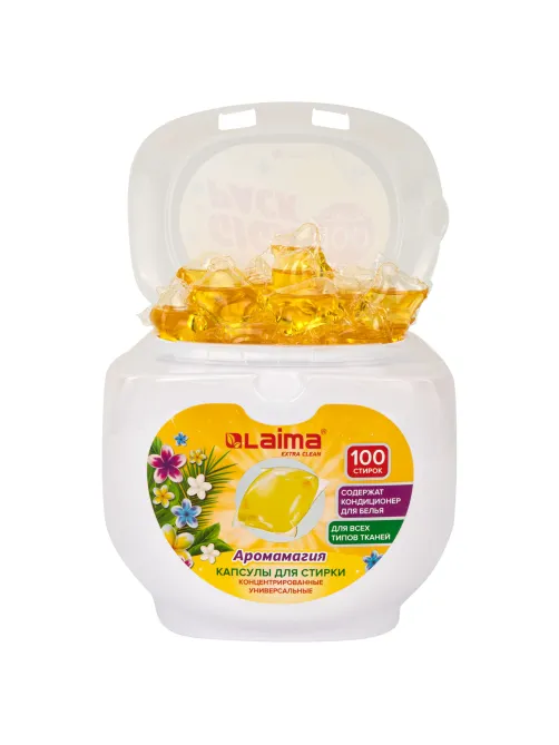 Капсулы для стирки концентрат 3 в 1, GIGA PACK с кондиционером 100 шт., АРОМАМАГИЯ, LAIMA, 608879