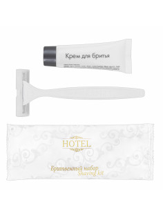 Бритвенный набор КОМПЛЕКТ 200 шт., HOTEL (крем для бритья + станок), саше, флоупак, 2000121/1