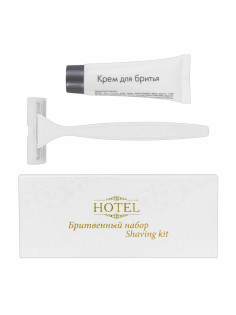 Бритвенный набор КОМПЛЕКТ 200 шт., HOTEL (крем для бритья + станок), картон, 2000121