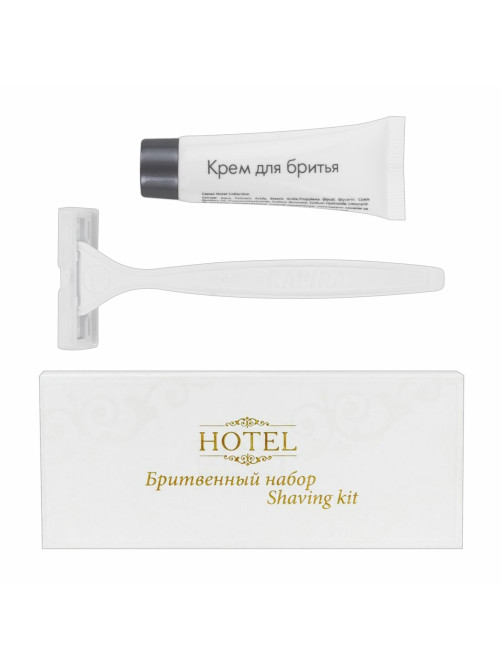 Бритвенный набор КОМПЛЕКТ 200 шт., HOTEL (крем для бритья + станок), картон, 2000121