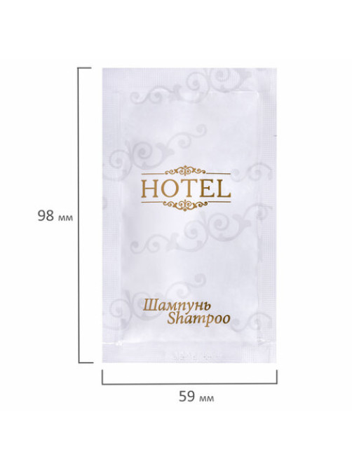 Шампунь одноразовый 10 мл, КОМПЛЕКТ 500 шт., HOTEL, саше, флоупак, 2000111