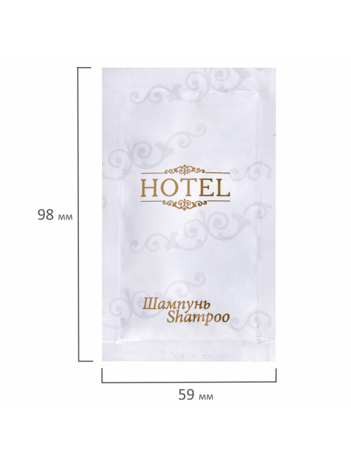 Шампунь одноразовый 10 мл, КОМПЛЕКТ 500 шт., HOTEL, саше, флоупак, 2000111