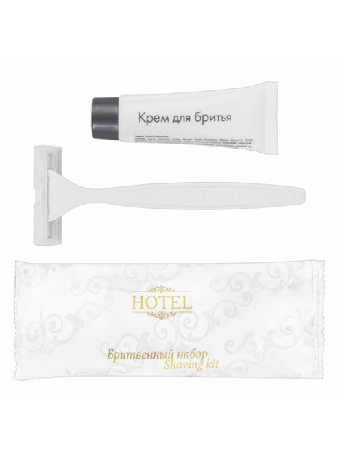 Бритвенный набор КОМПЛЕКТ 200 шт., HOTEL (крем для бритья + станок), саше, флоупак, 2000121/1