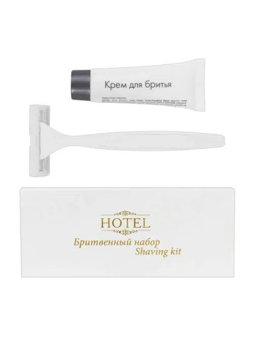 Бритвенный набор КОМПЛЕКТ 200 шт., HOTEL (крем для бритья + станок), картон, 2000121