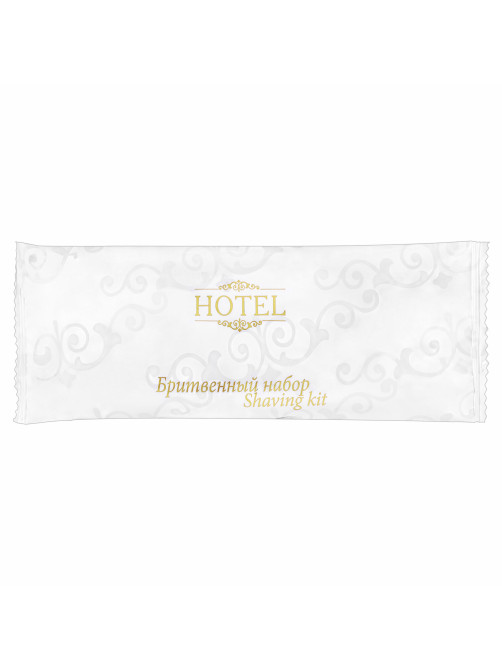 Бритвенный набор КОМПЛЕКТ 200 шт., HOTEL (крем для бритья + станок), саше, флоупак, 2000121/1