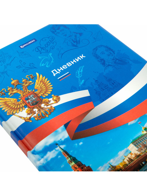 Дневник 1-11 класс 48 л., кожзам (твердая с поролоном), печать, цветной блок, BRAUBERG, 