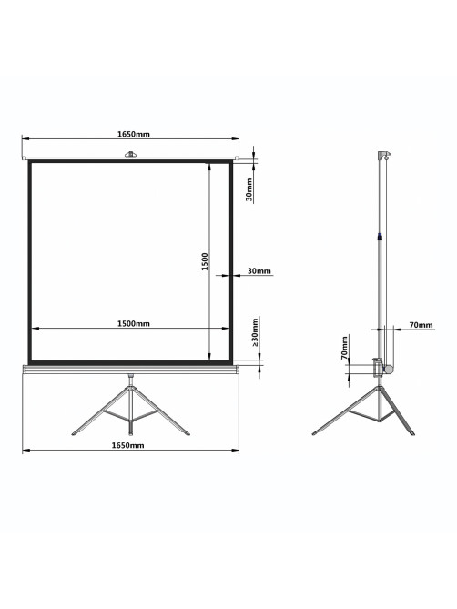 Экран проекционный на треноге (150х150 см), матовый, 1:1, BRAUBERG 