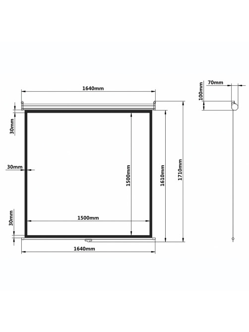 Экран проекционный настенный (150х150 см), матовый, 1:1, BRAUBERG 